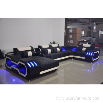 Nouveau canapé de salon sectionnel à LED moderne et populaire